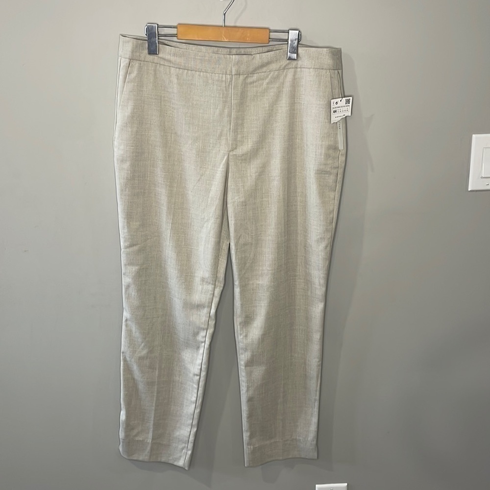 ZARA Basics Cream Flat Front Trousers Women's Size 12